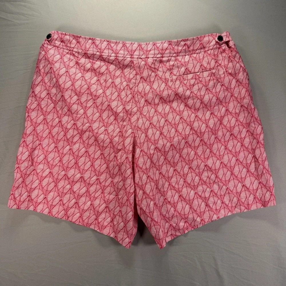 Ted Baker Swim Shorts Mens 6 Pink Geometric Zipper Pockets Trunks Boardshorts